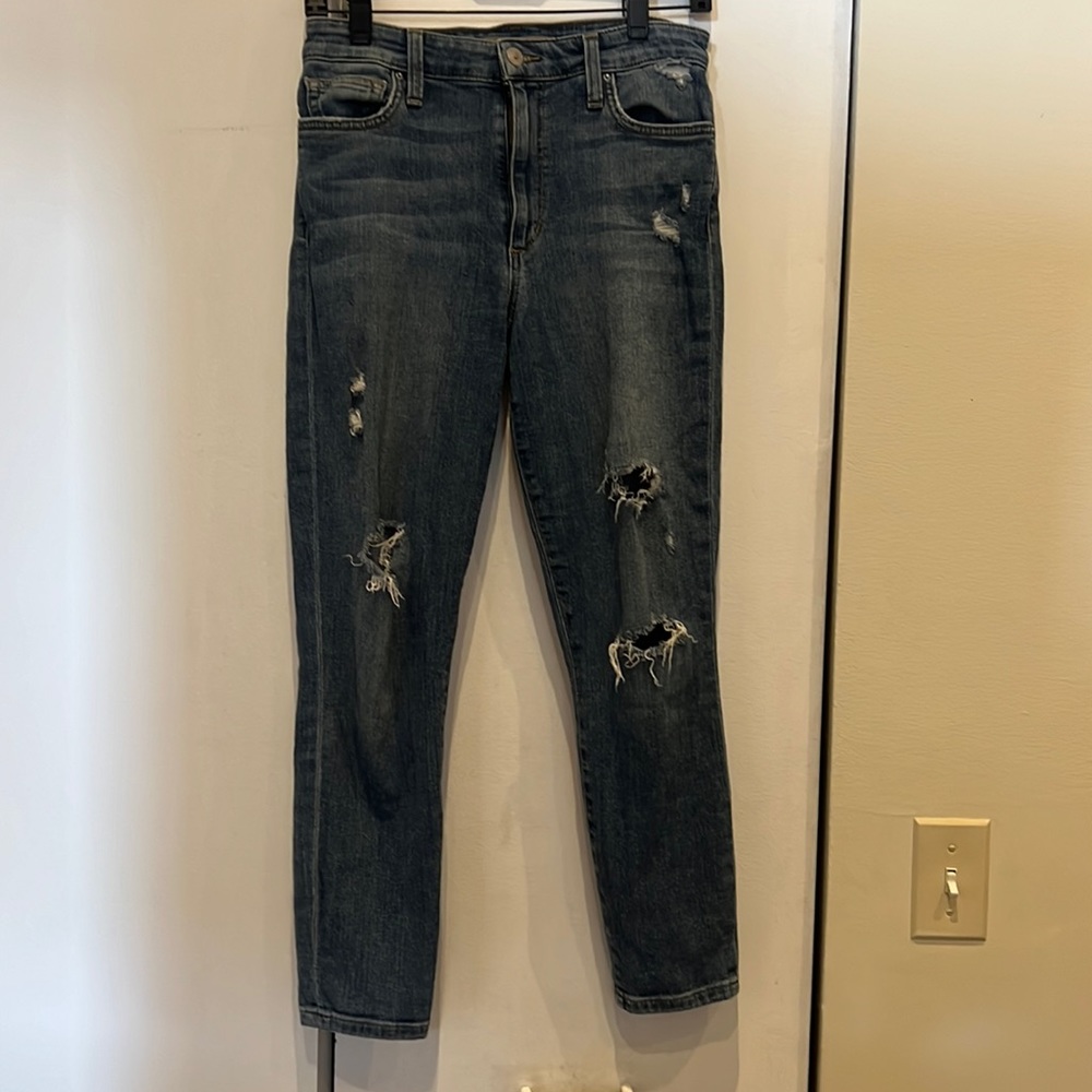 Joe’s Jeans Ripped Ankle High Rise Crop Skinny Jeans Sz 27